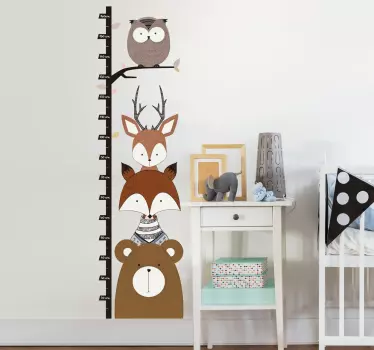 Wandtattoo Messlatte Waldtiere - TenStickers