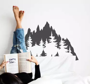 Wandtattoo natur baum-silhouette der berge - TenStickers