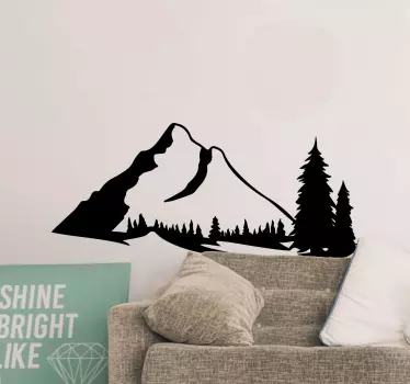 Wandtattoo natur berglandschaft silhouette - TenStickers