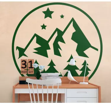 Wandtattoo natur bergwaldszene - TenStickers