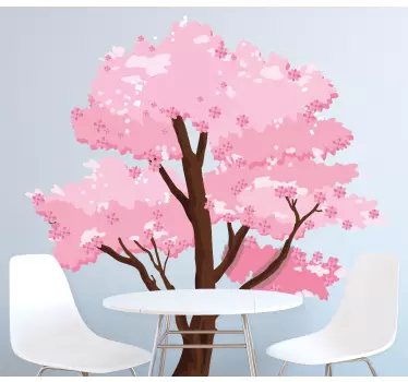 Wandtattoo natur blühender rosa baum - TenStickers