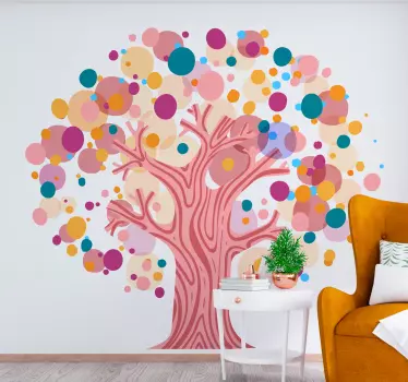 Wandtattoo natur bunte baum-silhouette - TenStickers