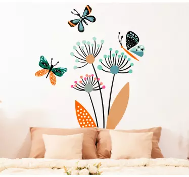 Wandtattoo natur bunte blumen schmetterlinge - TenStickers