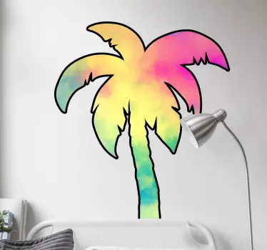 Wandtattoo natur bunte palmen-silhouette - TenStickers