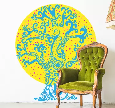 Wandtattoo natur bunter verschnörkelter baum - TenStickers