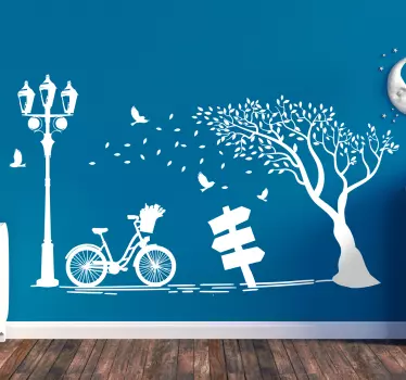 Wandtattoo Natur fahrrad mit lampe - TenStickers