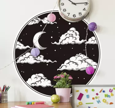 Wandtattoo Natur mondbeschienene wolkenszene - TenStickers