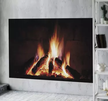 Objekt kamin brennt wandtattoo wohnzimmer - TenStickers
