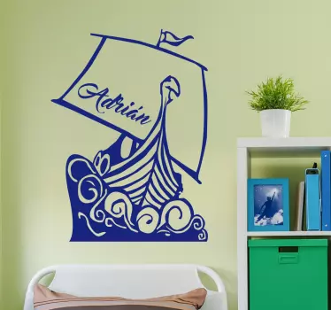 Wandtattoo personalisierbares Wikingerboot - TenStickers