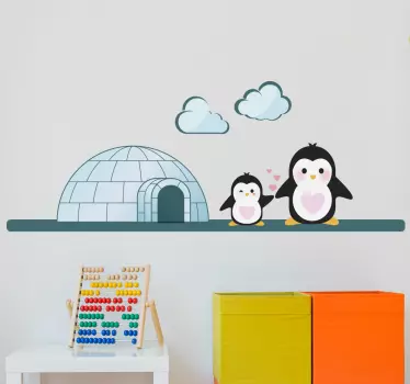 Wandtattoo Pinguin mit Iglu - TenStickers