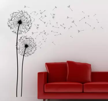 Wandtattoo Wohnzimmer mit realitätsnahe Pusteblumen - TenStickers