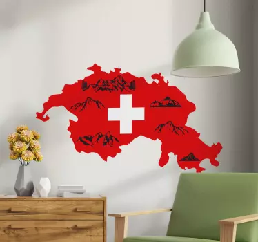 Wandtattoo Schweiz karte mit bergen - TenStickers