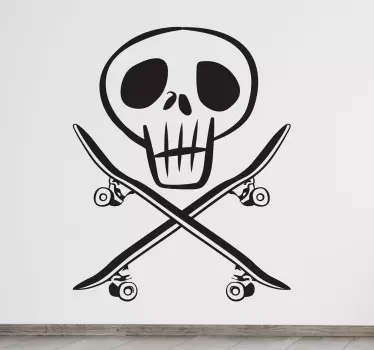 Wandtattoo Skater Totenkopf - TenStickers