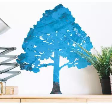 Wandtattoo skyline blauer laubbaum - TenStickers