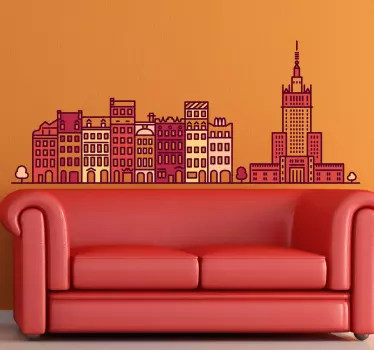 Wandtattoo Skyline Warschau bunt - TenStickers