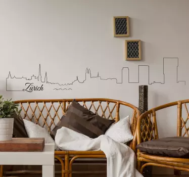 Wandtattoo Wohnzimmer Skyline Zürich Silhouette - TenStickers