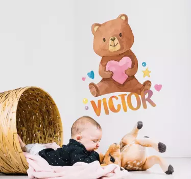 Personalisierter Aufkleber Teddybär mit Namen - TenStickers