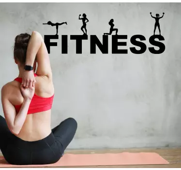 Wandtattoo Sport Fitness mit frauensilhouettentraining - TenStickers