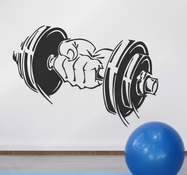 Wandtattoo Sport Turnhalle Hand mit einer Hantel - TenStickers