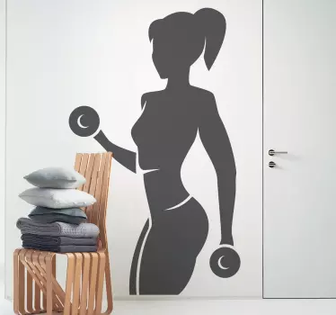 Wandtattoo Sportlerin Bizeps Training - TenStickers