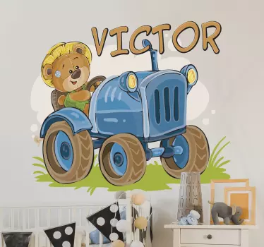Wandtattoo für Zuhause Teddybär Traktor personalisierbar - TenStickers