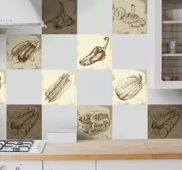 Wandtattoo Vintage Bordüre Gemüse - TenStickers