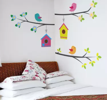 Wandtattoo Vogel und Vogelhaus - TenStickers