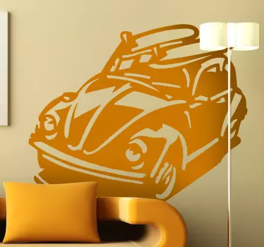Wandtattoo VW Beetle mit Surfbrettern - TenStickers