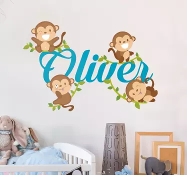 Wandtattoo Waldtier Kinder Äffchen - TenStickers