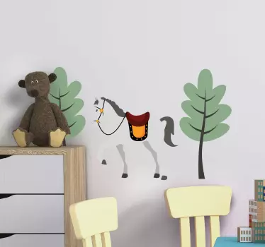 Wandtattoo Waldtier Pferd mit einem baum - TenStickers