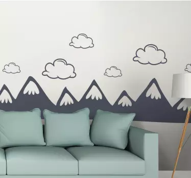 Wandtattoo natur bergige wolkenlandschaft - TenStickers