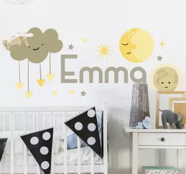 Wandtattoo Weltall Nordische Sterne mit Wolken - TenStickers
