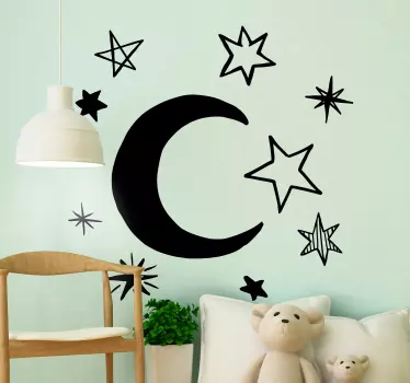 Wandtattoo Weltall Pack 9 sterne mit mond - TenStickers