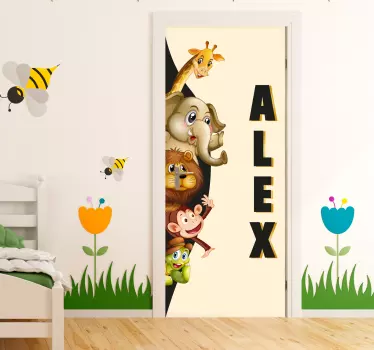 3D süße Tiere kreativer Türaufkleber - TenStickers