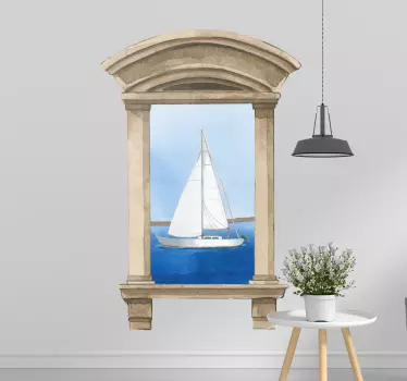 Fenster mit Segelboot - TenStickers