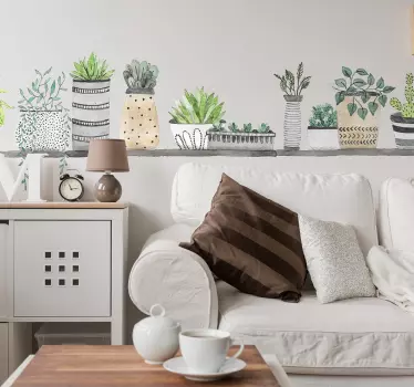 Wandtattoo Esszimmer Topfpflanzen Wandbordüre - TenStickers