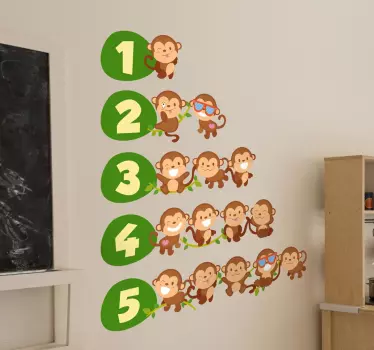 Wandtattoo Zahlen mit Affen - TenStickers