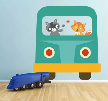 Waschbär und Fuchs im Bus Aufkleber - TenStickers