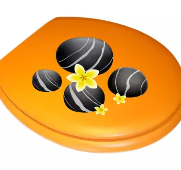 WC Aufkleber Steine mit Blüten - TenStickers