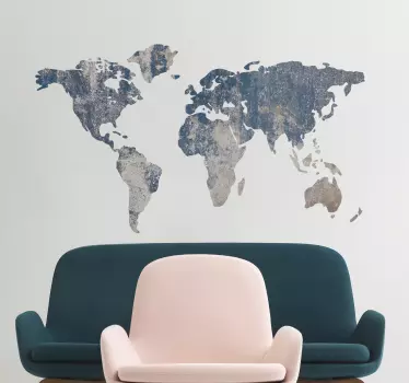 Weltkarte blau textur wandtattoo - TenStickers