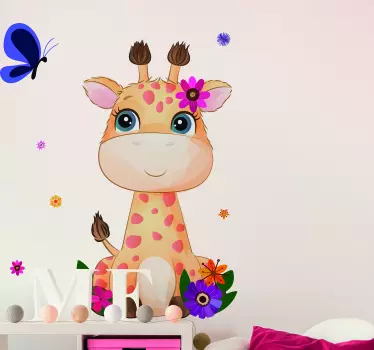 Wildes Afrika für Kinder Giraffe mädchen Tier Wandtattoo - TenStickers
