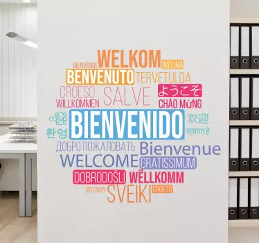 Willkommenstext in vielen Sprachen Sitzungssaal Wandaufkleber - TenStickers