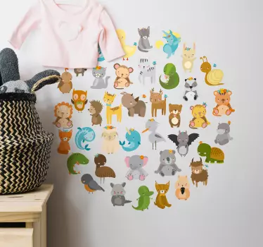 Zootiere kreis wandtattoo - TenStickers