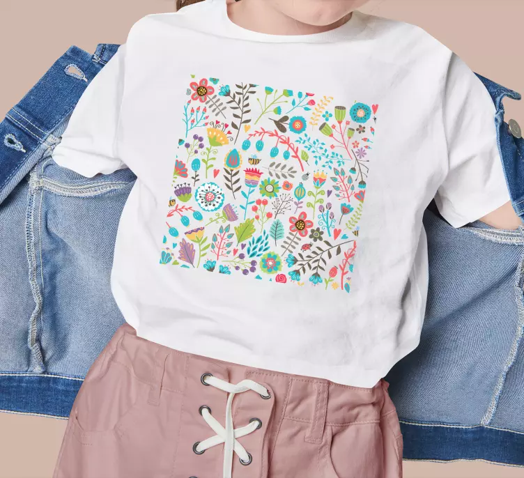 Kinder T Shirt blumenmuster freude - TenStickers