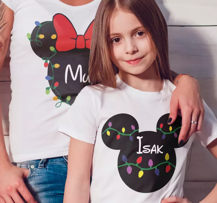 Weihnachts T Shirt Minnie und Mickie mit Namen - TenStickers