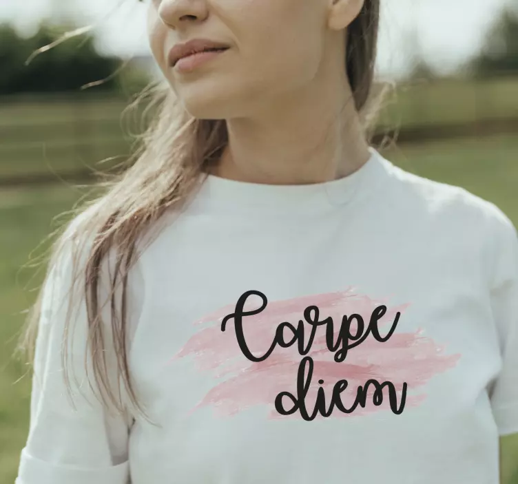 Original T Shirt carme diem mit rosa aquarell - TenStickers