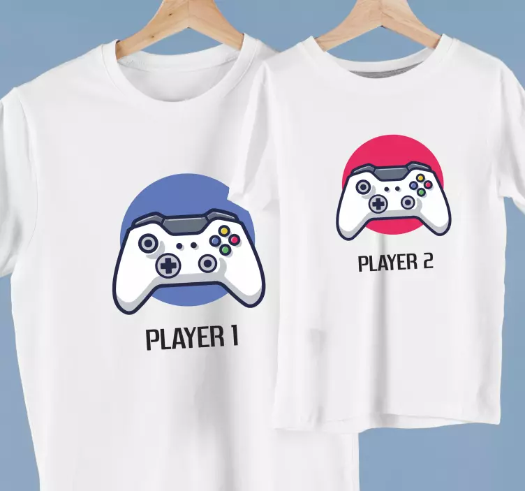 Vater Sohn T Shirt Joystick con control und jugador - TenStickers