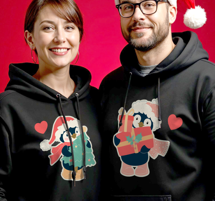 Pärchen T Shirts pinguin-paar verliebt sich an weihnachten - TenStickers