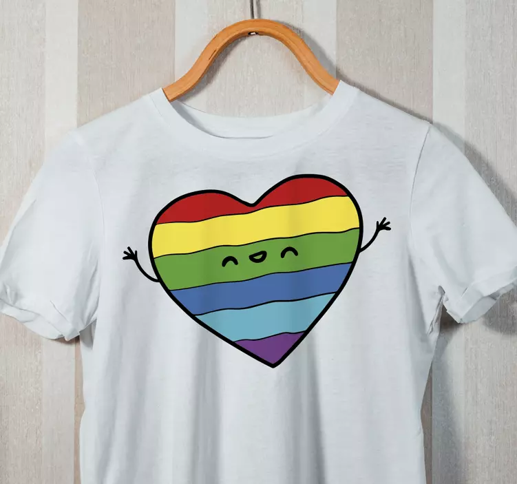 Regenbogen smiley herz individuelles T-Shirt - TenStickers