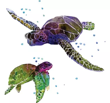 Original t shirt schildkröten schwimmen gemeinsam - TenStickers